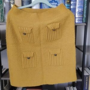 Mustard Pockets Retro MOTH Sweater Skirt With Flaw